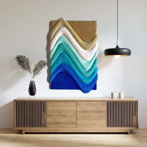 WAVES – Hand-Tufted Abstract Wall Sculpture