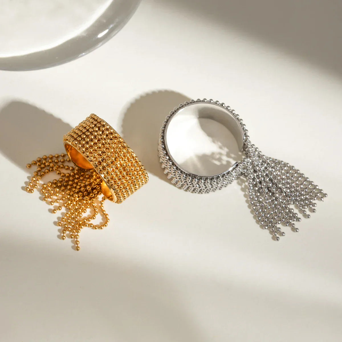 18K Gold Tassel Statement Adjustable Ring